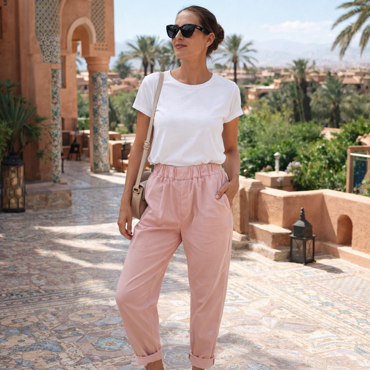 Marnie Barrel Leg Trousers Pink