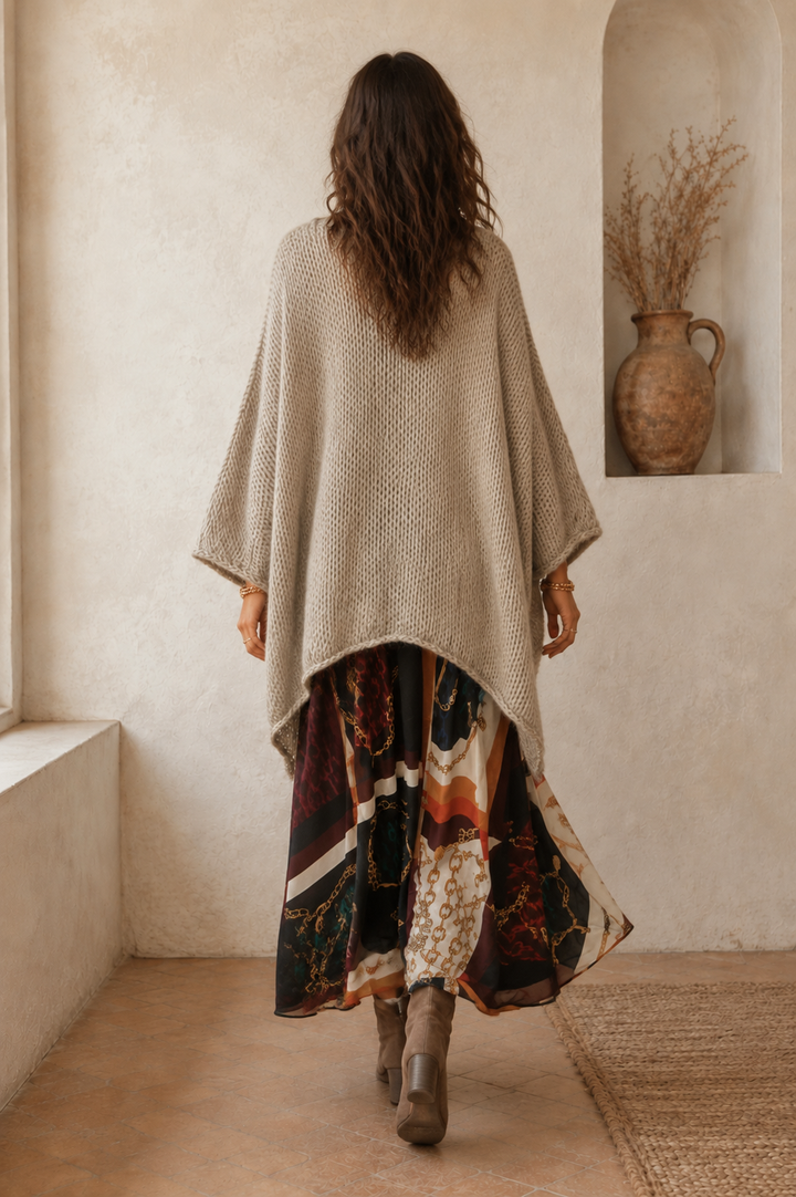 Open Front Batwing Cardigan Oatmeal