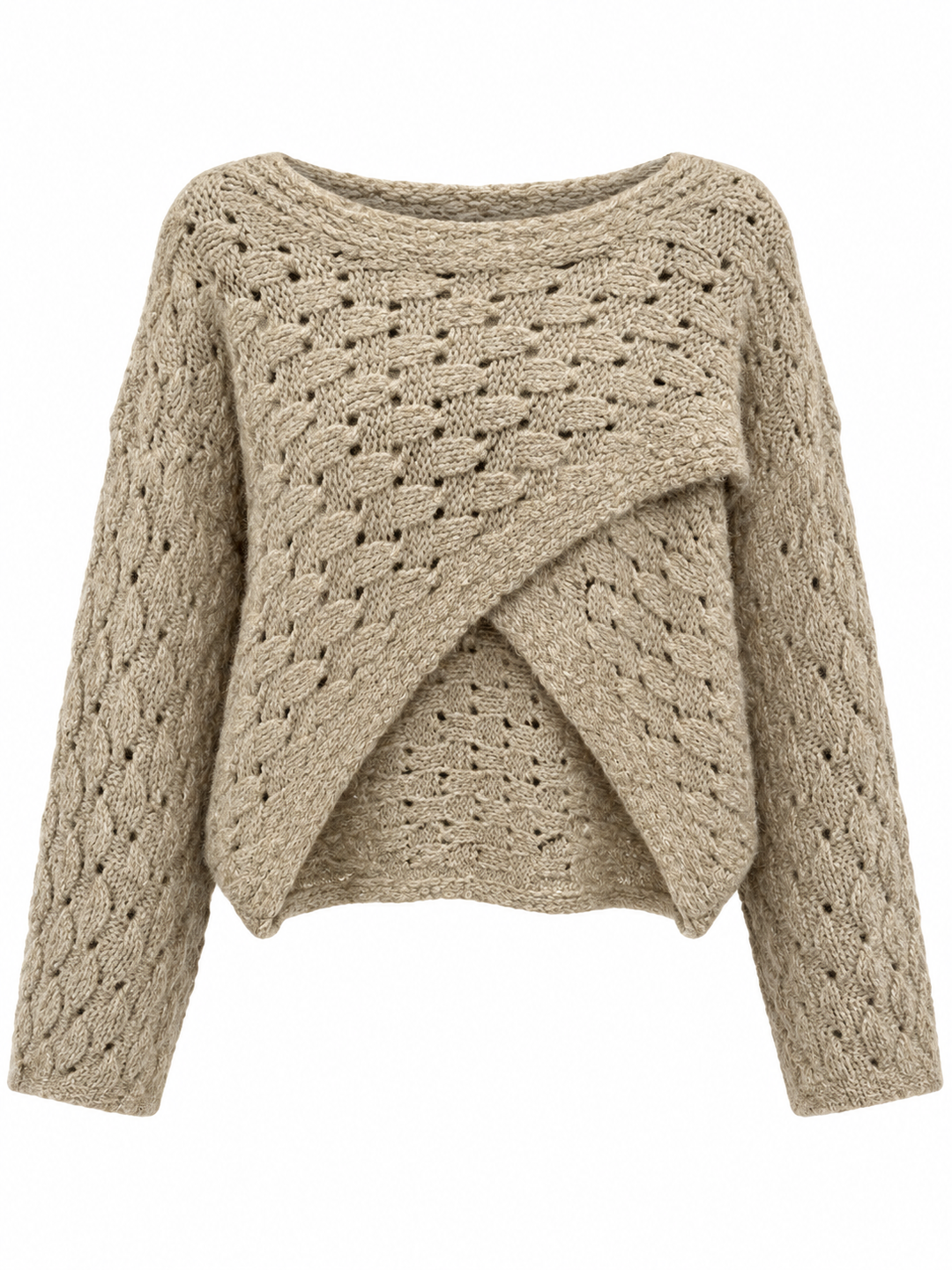 Cora Cross Open Knit Jumper Beige