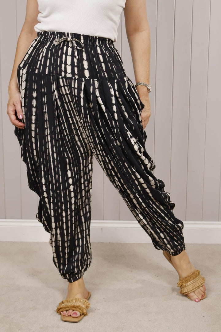 Tie Dye Harem Trousers Black