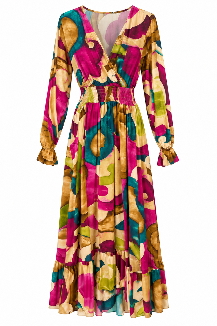 Shirred Pocket Dress Berry