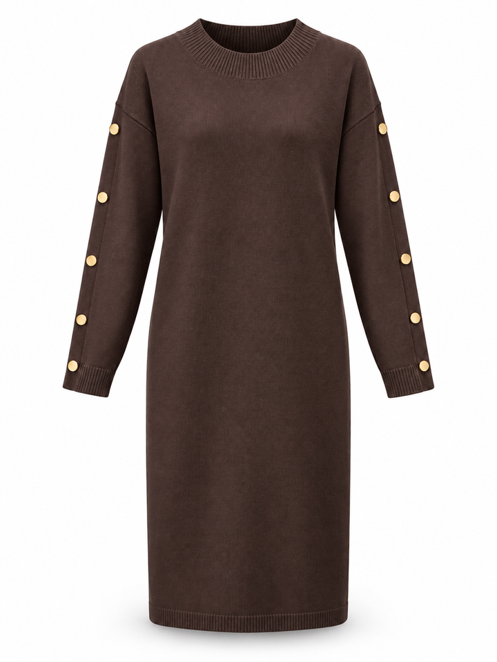 Bellissima Button Jumper Dress Chocolate