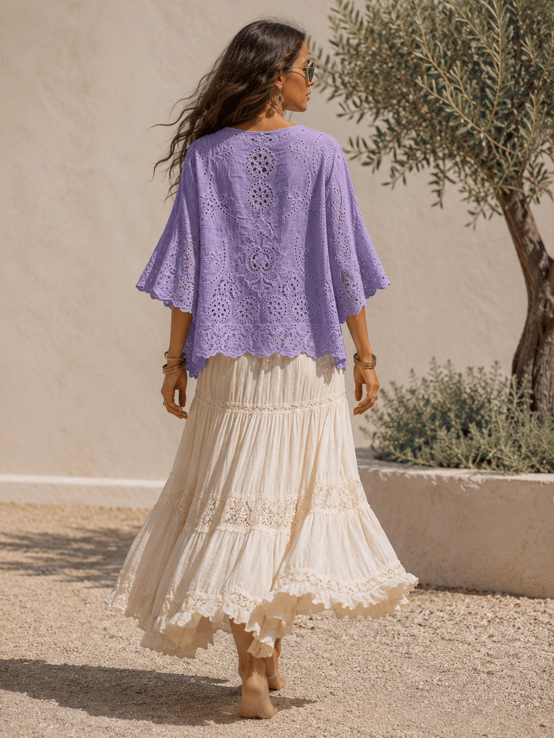 Cotton Scallop Edge Top Lilac