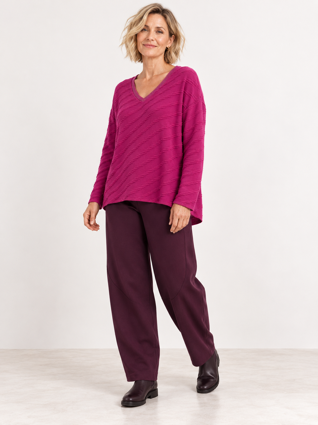 Lazio Lurex Ribbed Top Magenta