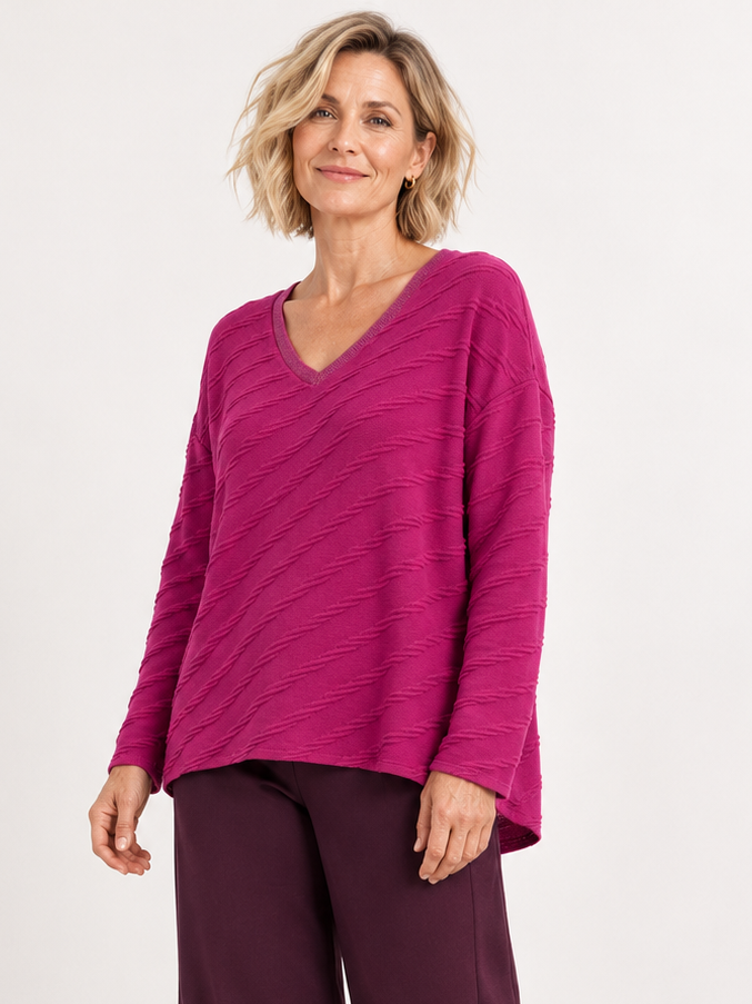 Lazio Lurex Ribbed Top Magenta