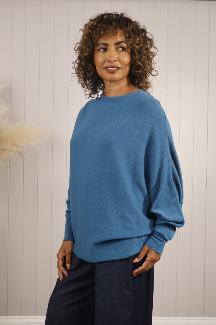 Teal Sadie Batwing Jumper