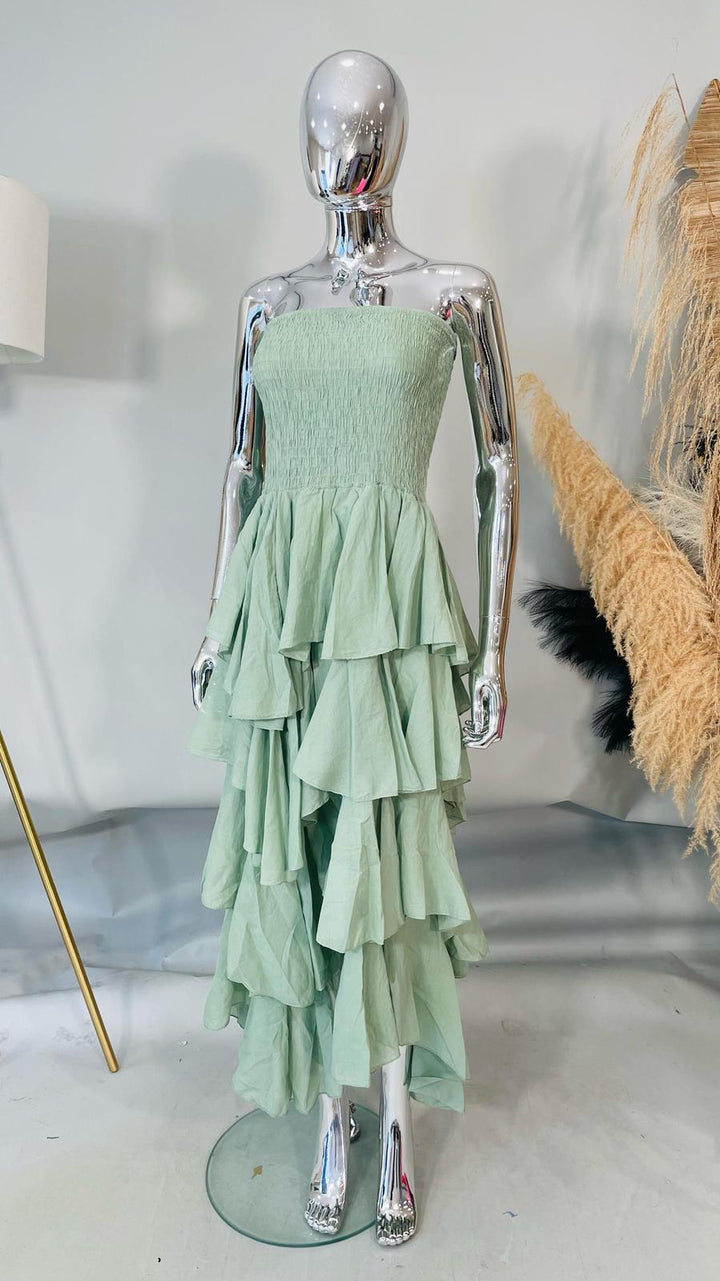 Rosita Ruffle Maxi Dress Sage