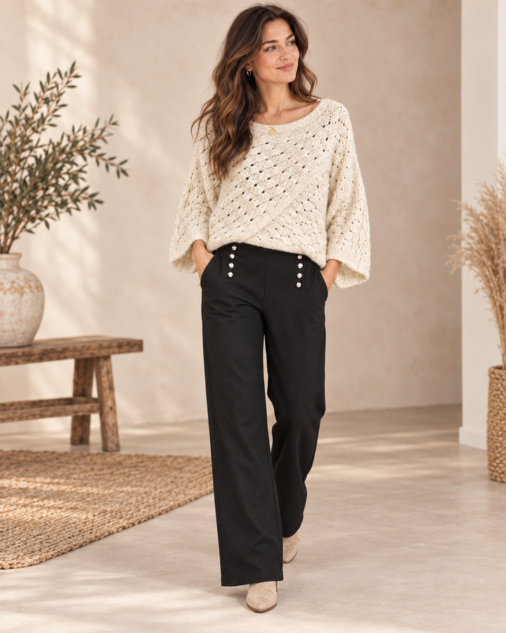 Studded Straight Leg Treggings Black