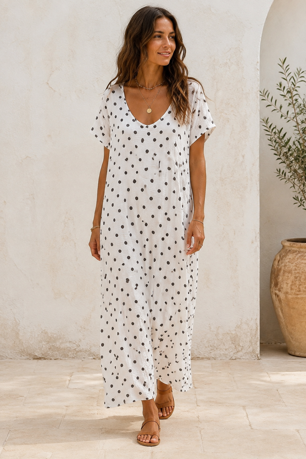 Gina Polka Dot Maxi White