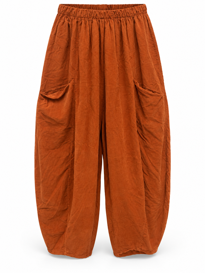 Tamara Needlecord Barrel Leg Trouser Burnt Orange