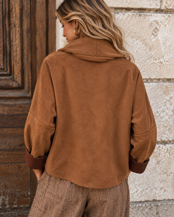 Urban Drape Faux Suede Jacket Tan