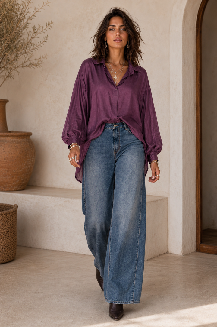 Sienna Silky Tencel Blouse Plum