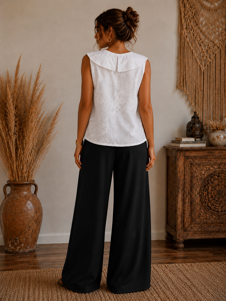 Kalena Floral Frill Top White