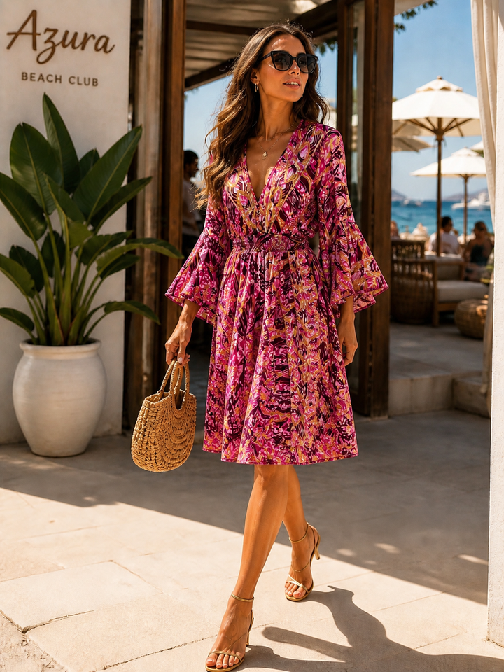 Sunset Paisley Beach Dress Plum