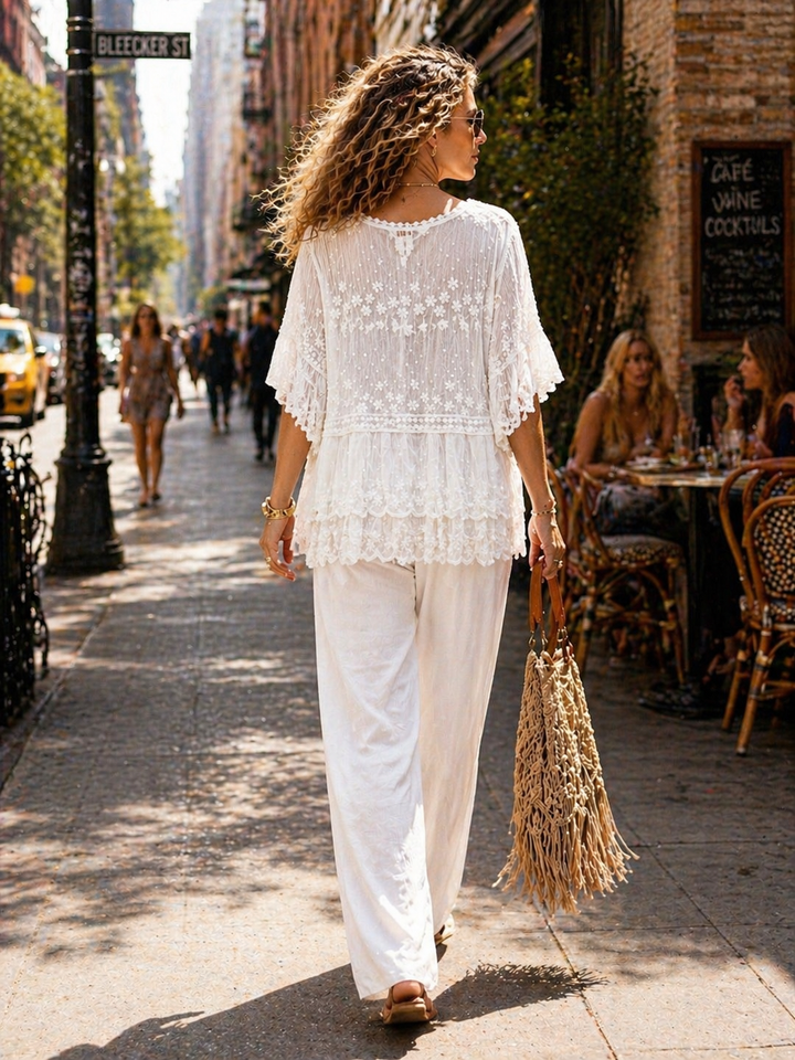 Candela Embroidered Top White
