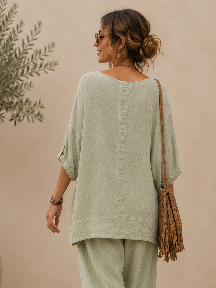Luisa Linen Oversized Top Pistachio