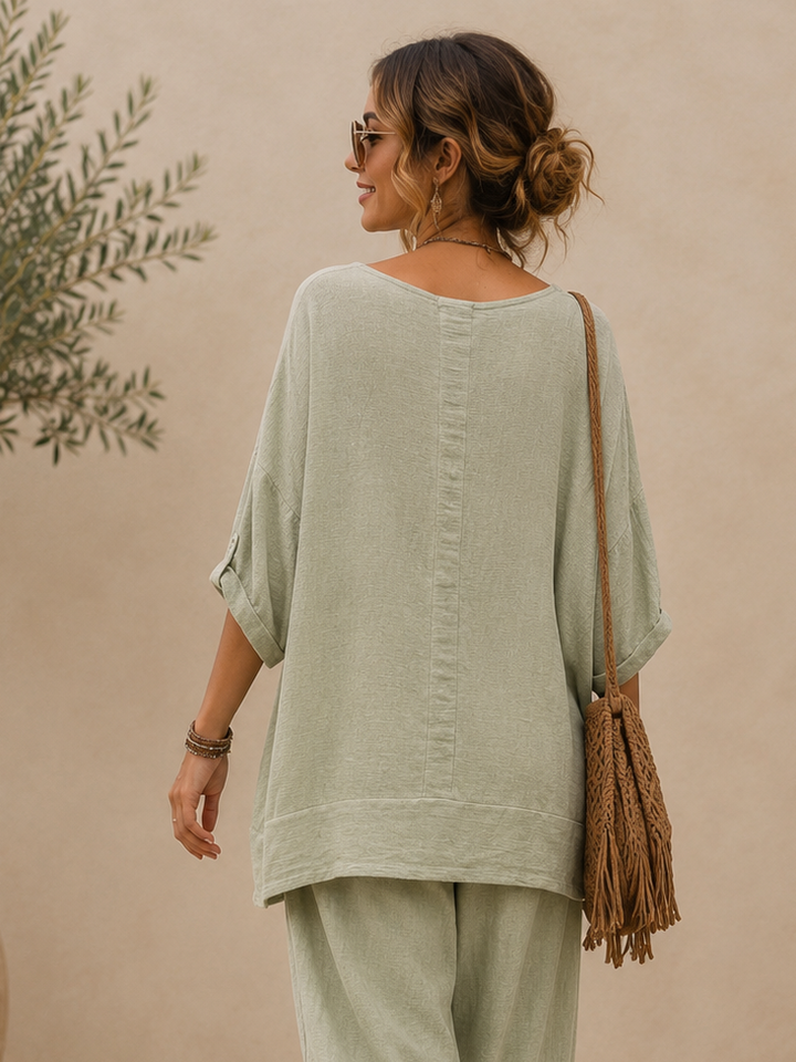Luisa Linen Oversized Top Pistachio