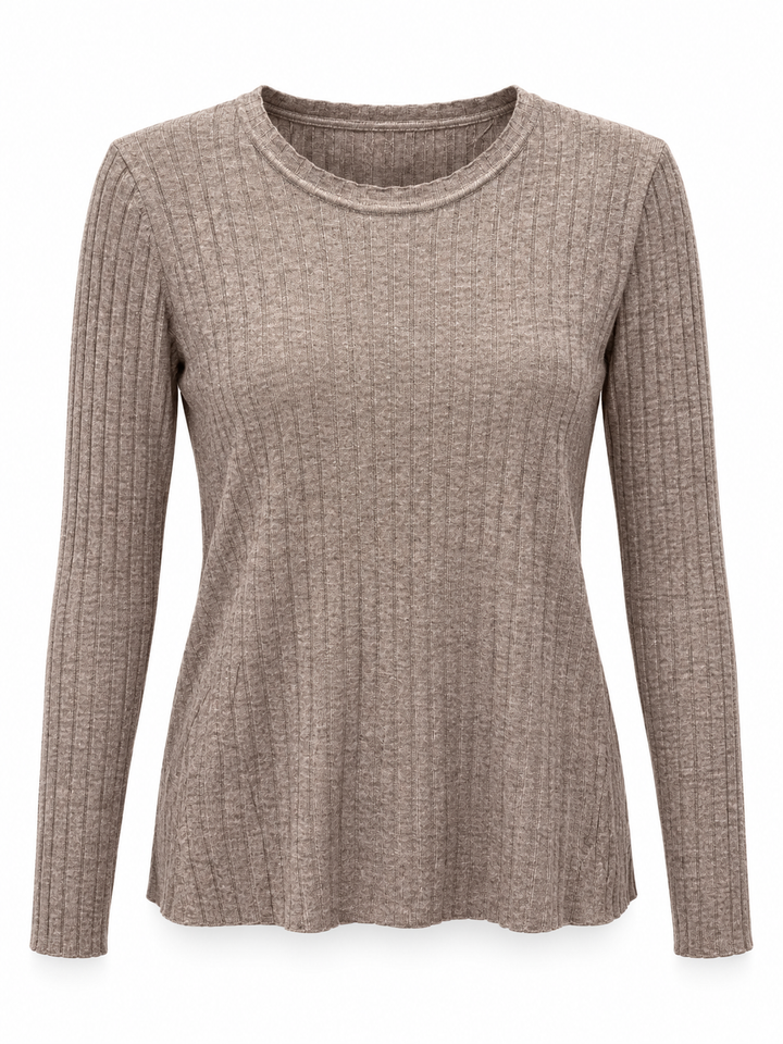Tammy Rib Scoop Neck Top Greige