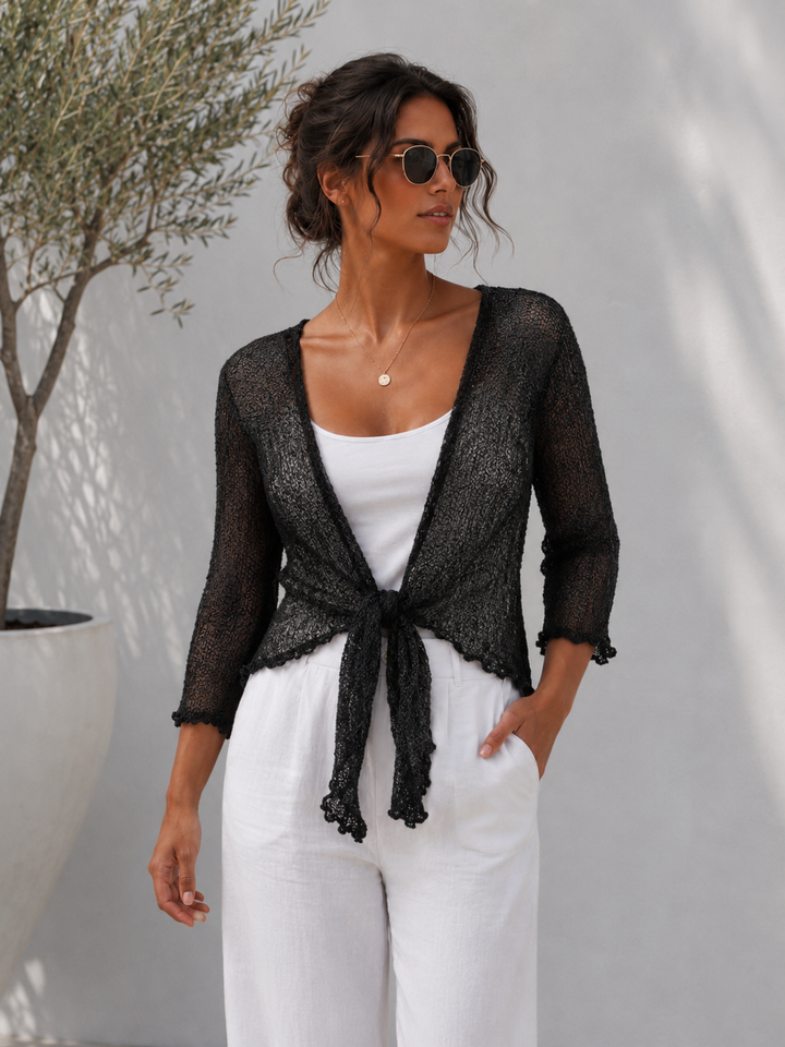 Simone Cobweb Shrug Black