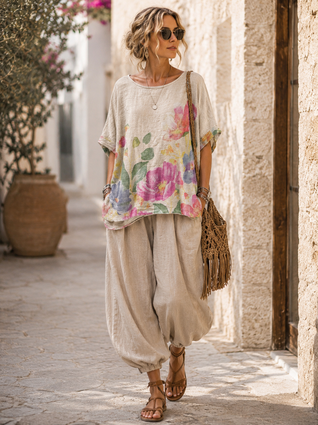 Oversize Floral Cotton Top