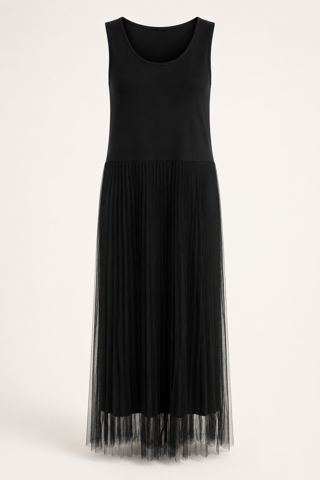 Marie Pleat Voil Dress Black
