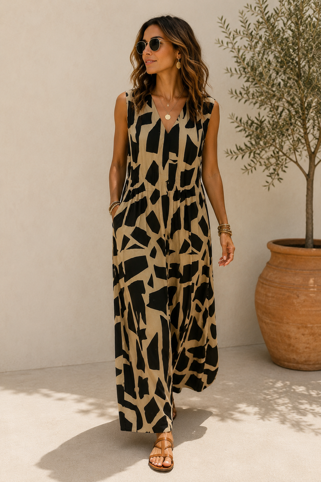 Paloma Mosaic Cotton Maxi Dress
