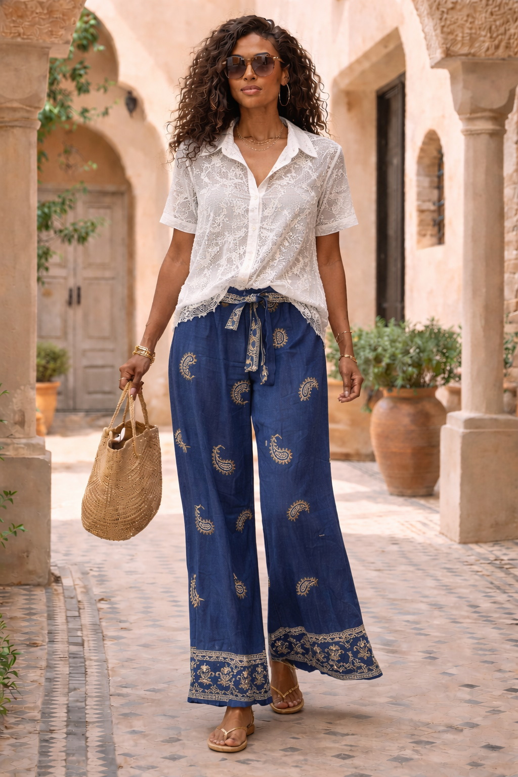 Noemi Paisley Trousers Denim