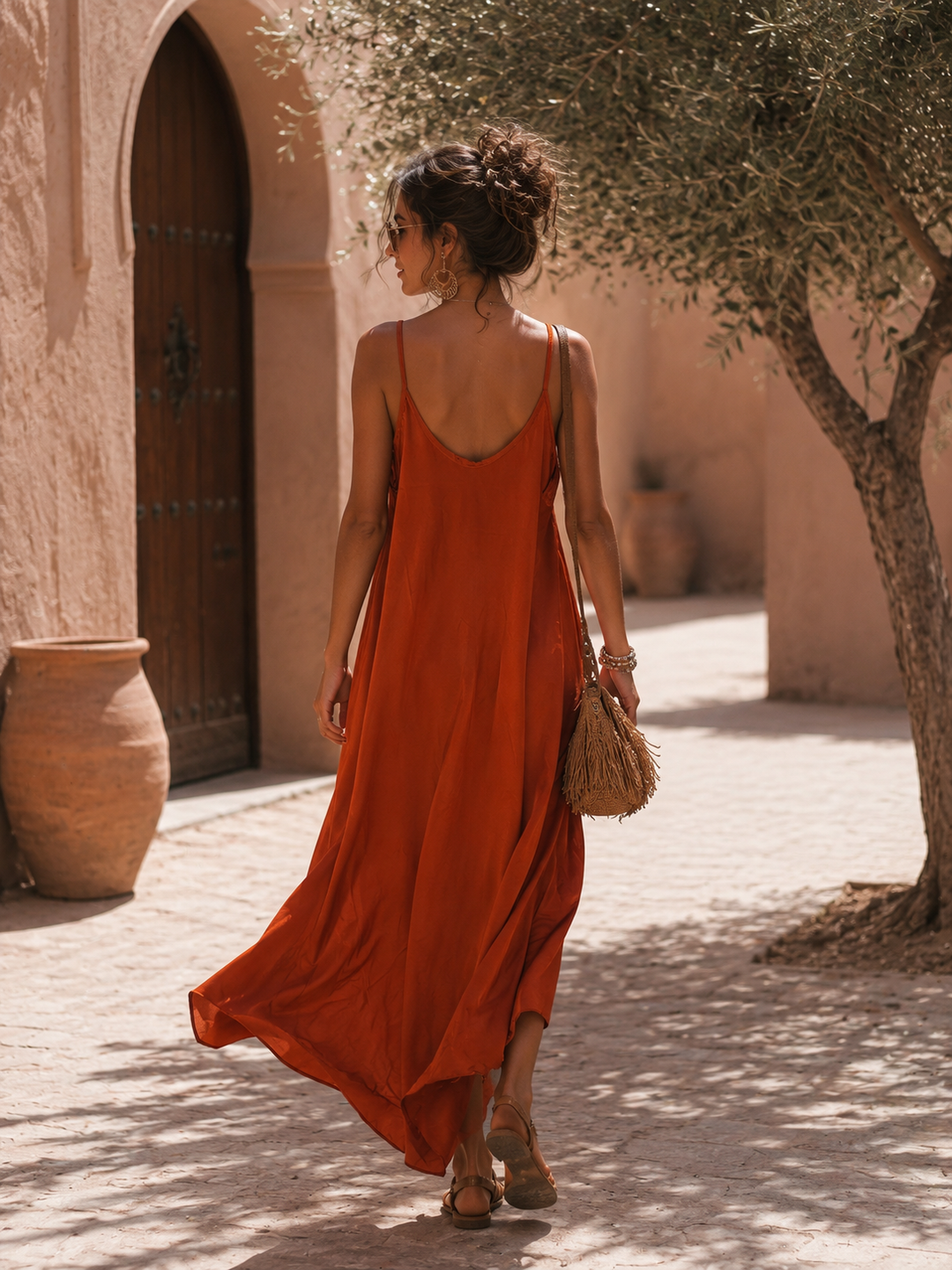 Florentine Feather Dress Cinnamon