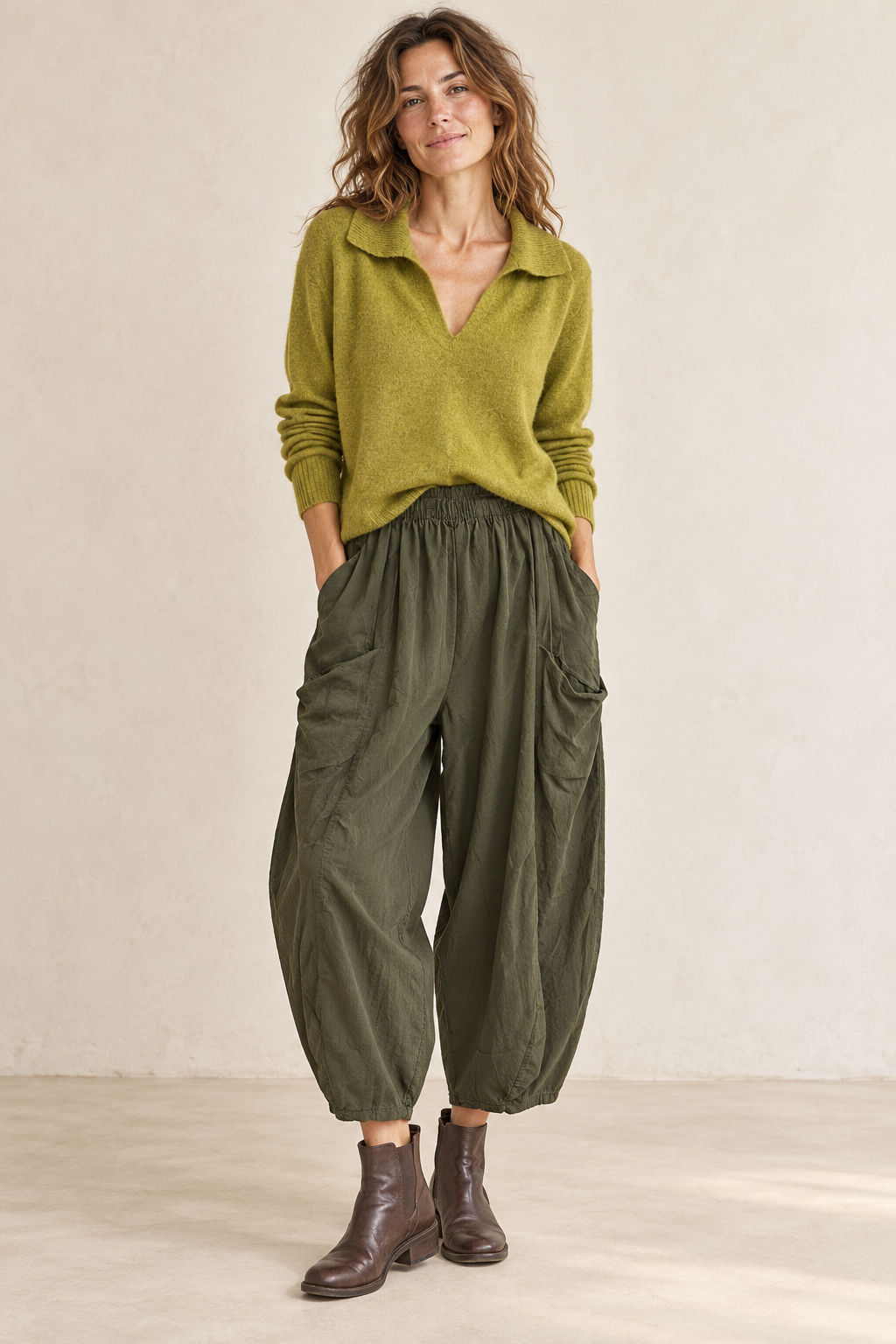 Reya Long Sleeve Collar Jumper Olive