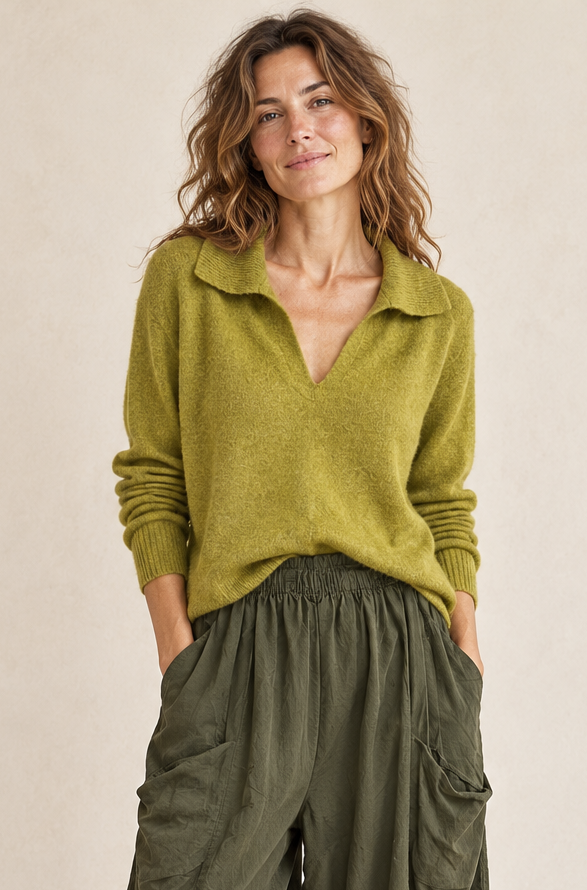 Reya Long Sleeve Collar Jumper Olive