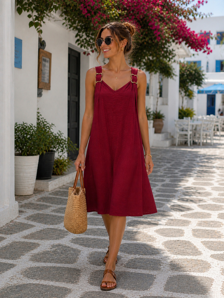 Bliss Buckle Tunic Dress Wine