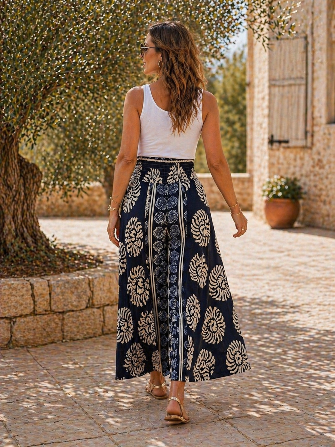 Leilo Palazzo Trouser Navy