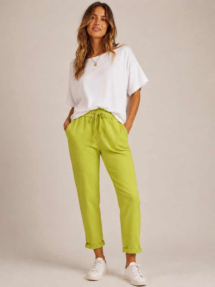 Lurex Tie Magic Pants Lime