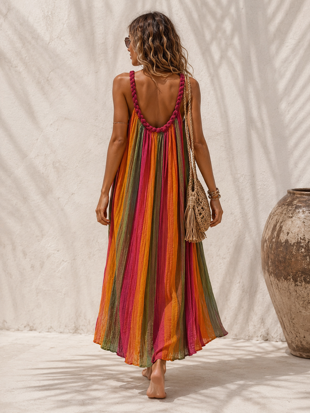 Bali Sunset Stripe Maxi Dress