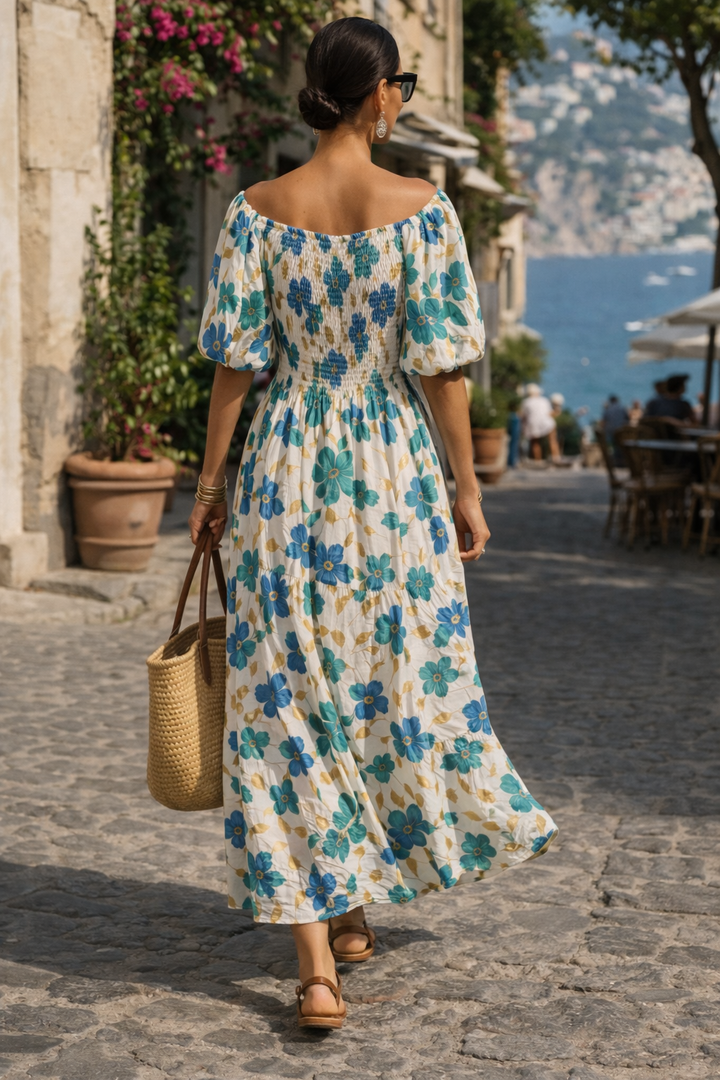 Elpida Gold Fleck Dress Teal