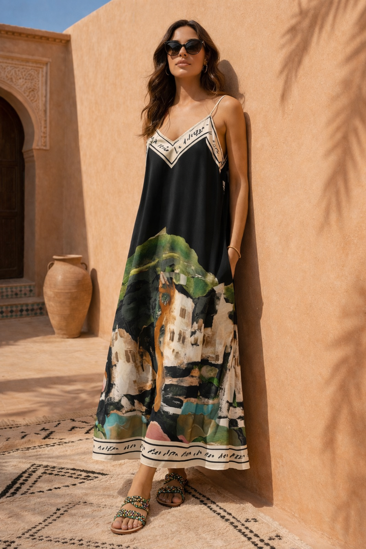 Tranquil Tuscan Maxi Dress Black