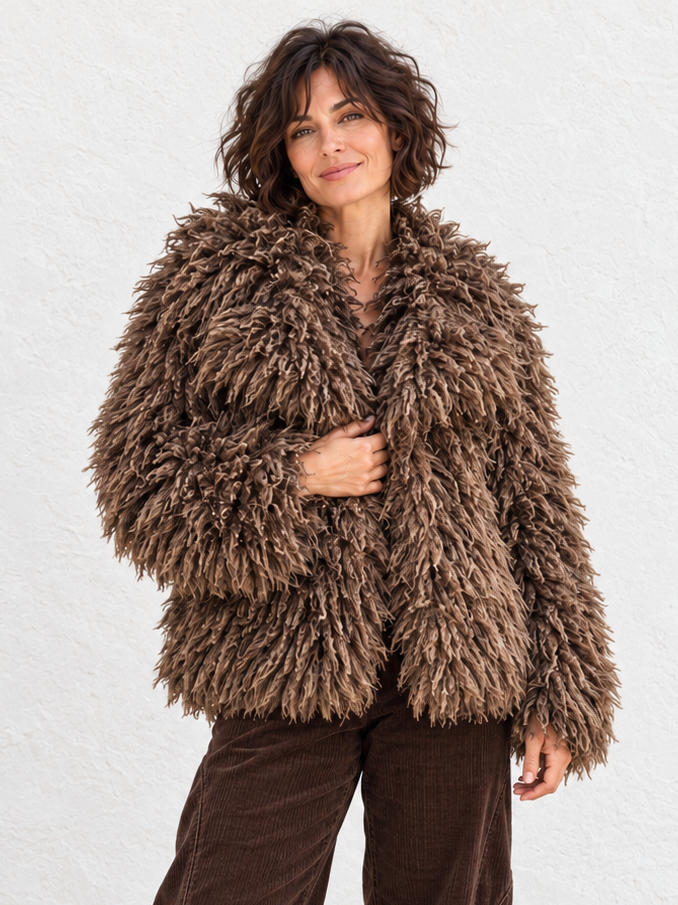 Gisele Shaggy Jacket Mocha