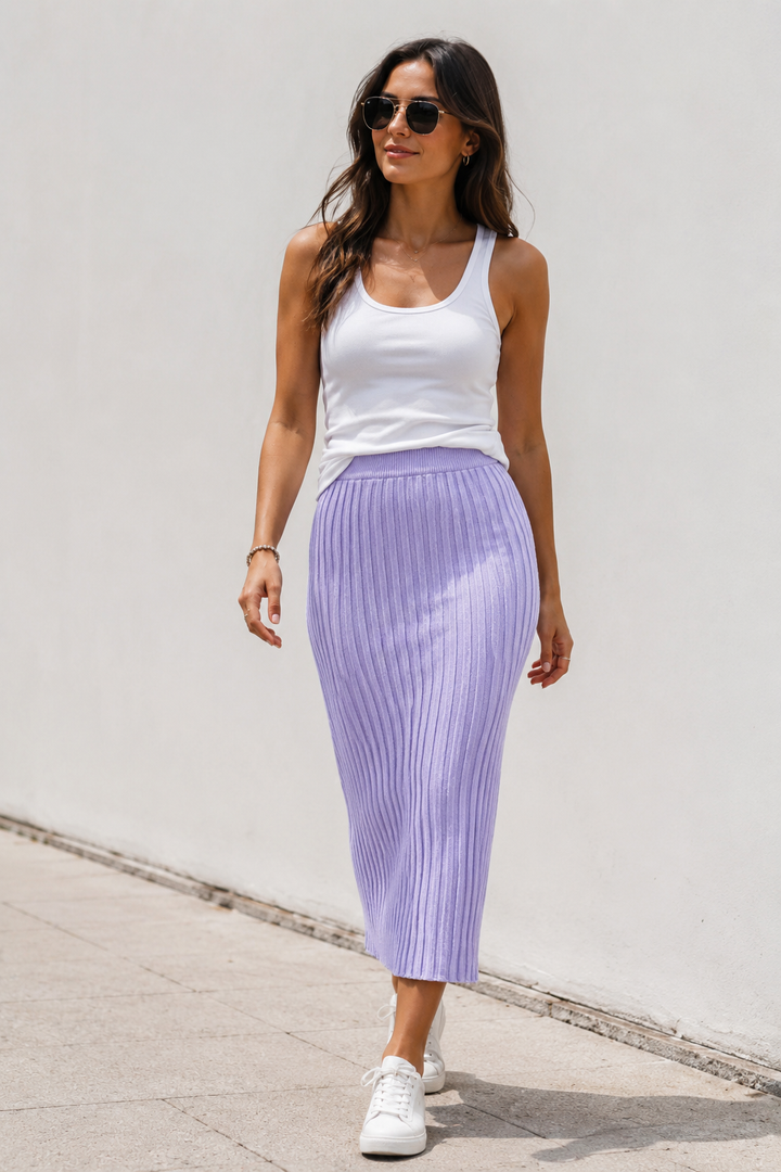 Reese Ribbed Skirt Lilac