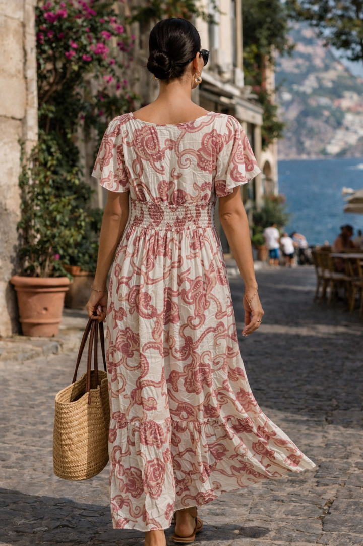 Floreale Shirred Maxi Dress