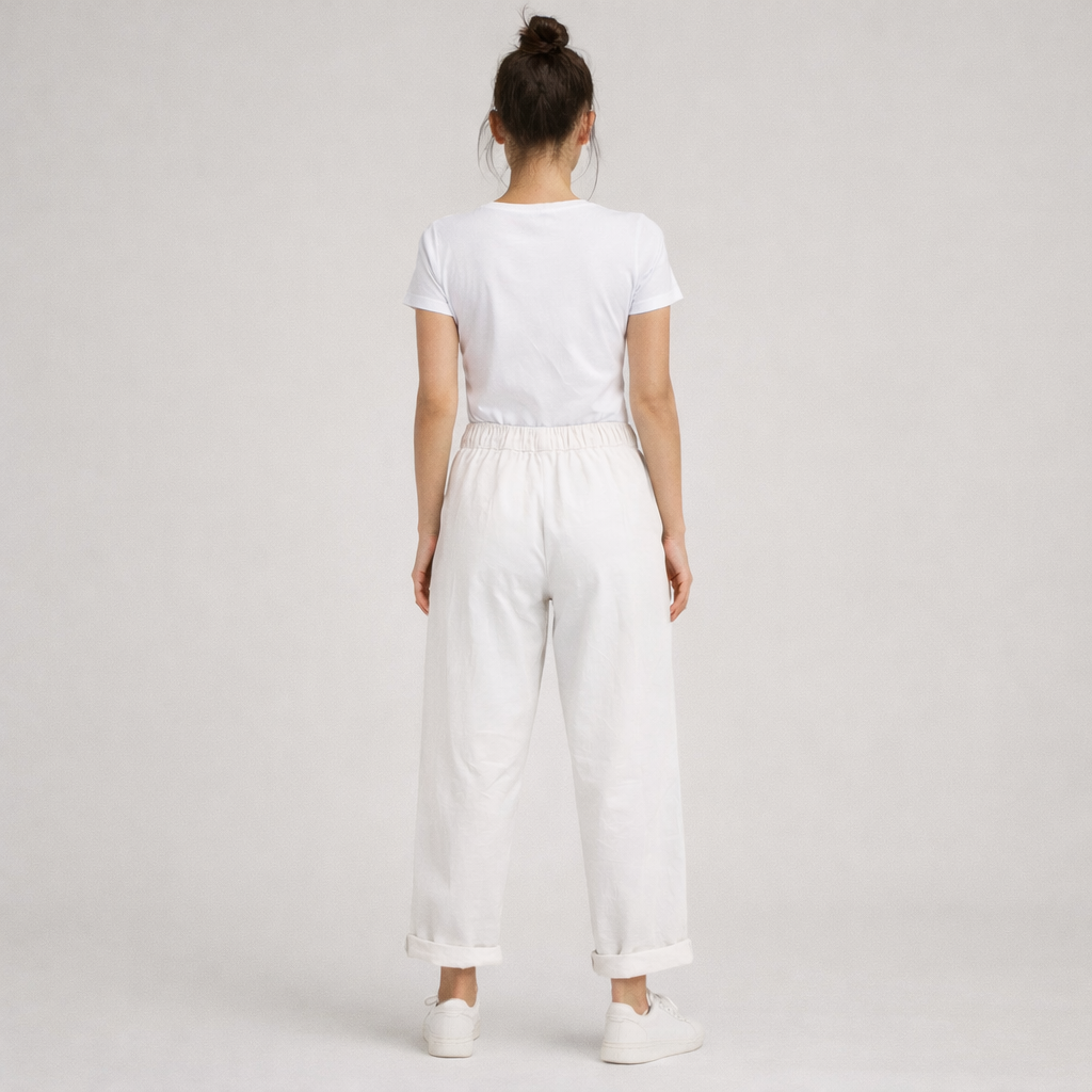 Mimi Barrell Leg Trousers White