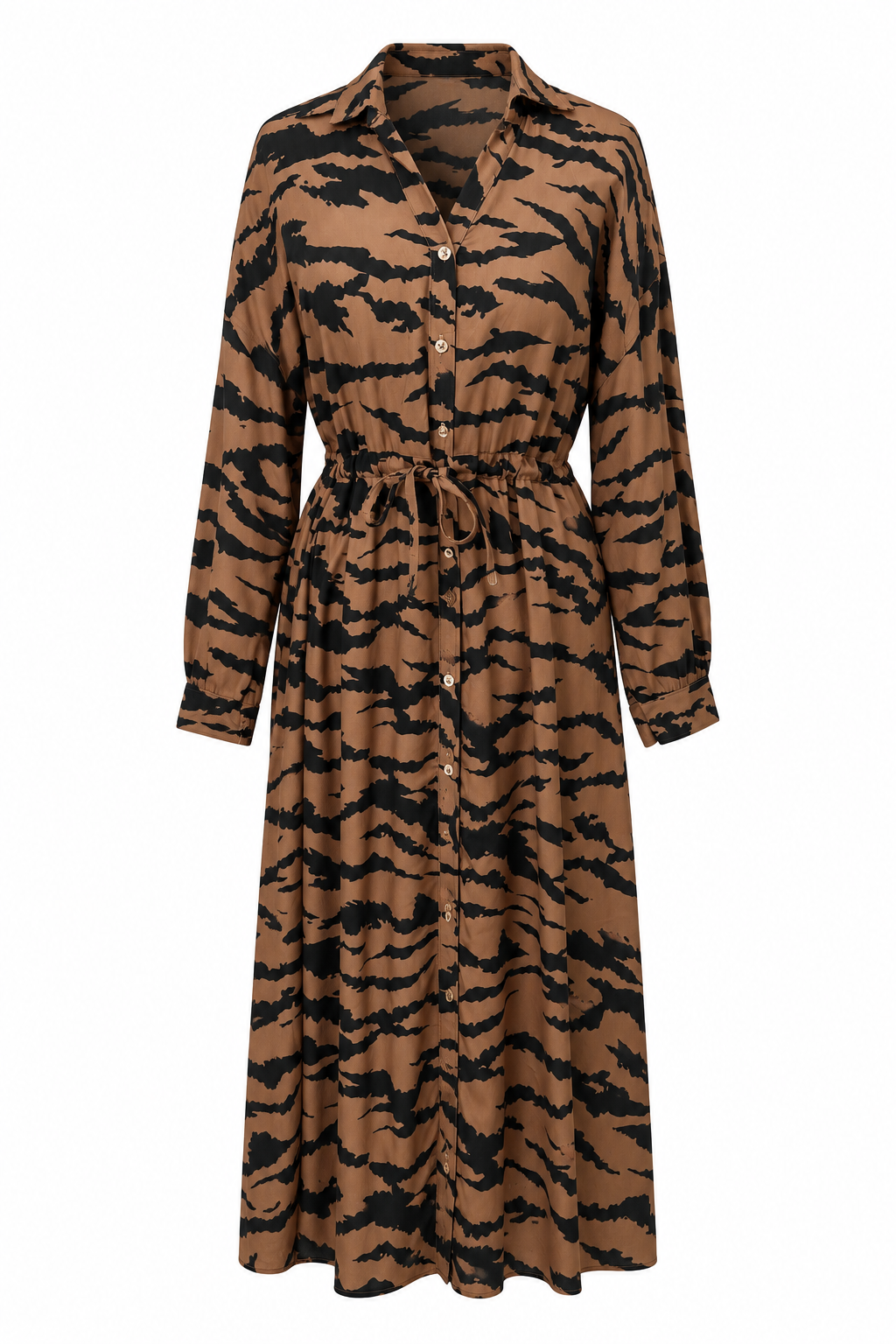 Zariah Zebra Print Dress Coffee