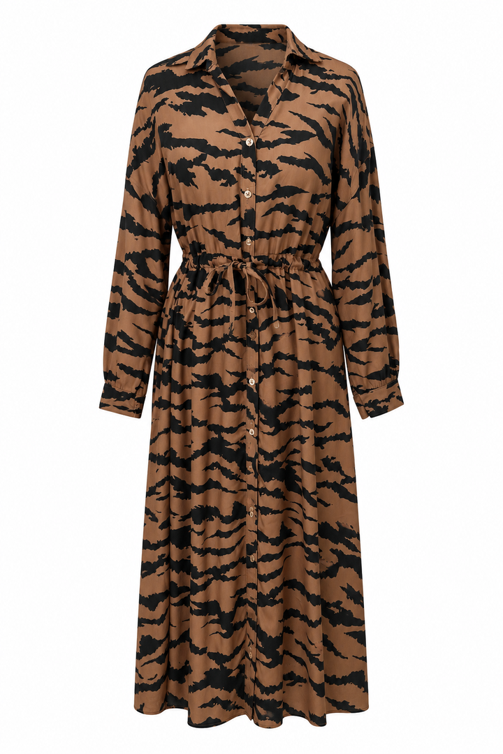 Zariah Zebra Print Dress Coffee