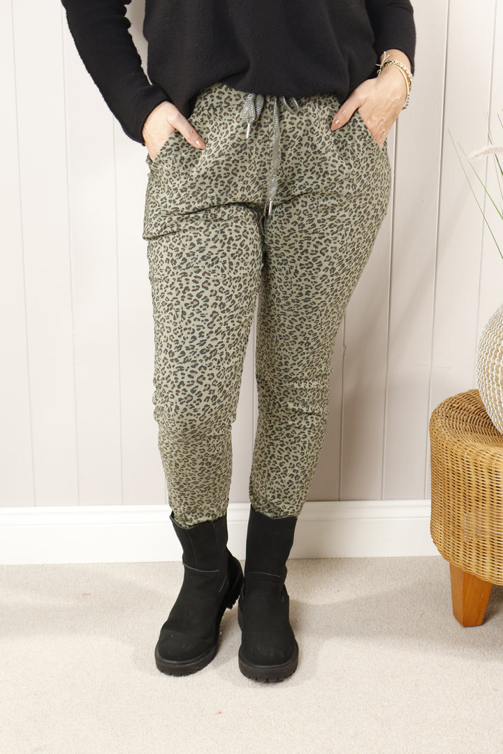Animal Print Magic Pants Khaki - Magic Trousers Leopard Print! Goose Island Uk