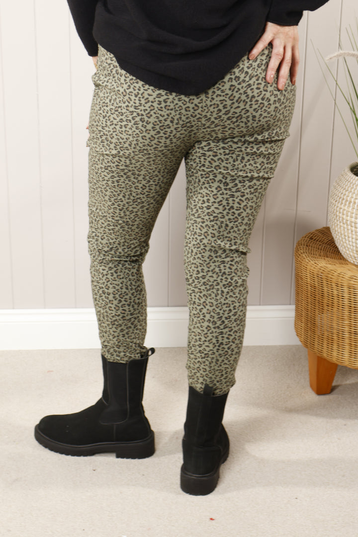 Animal Print Magic Pants Khaki - Magic Trousers Leopard Print! Goose Island Uk made in Italy - A fan favourite 