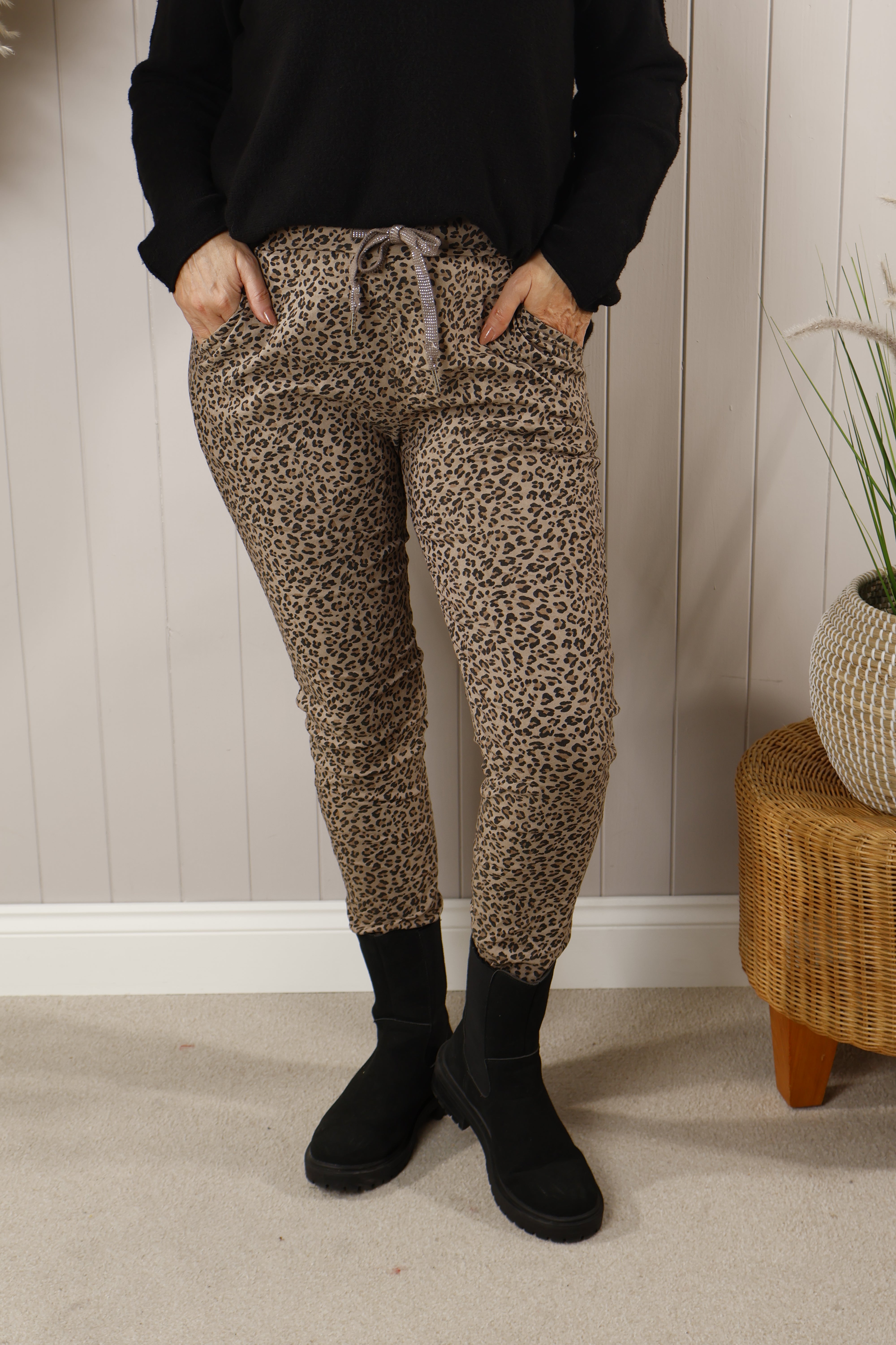 Animal Print Magic Pants Mocha Goose Island UK