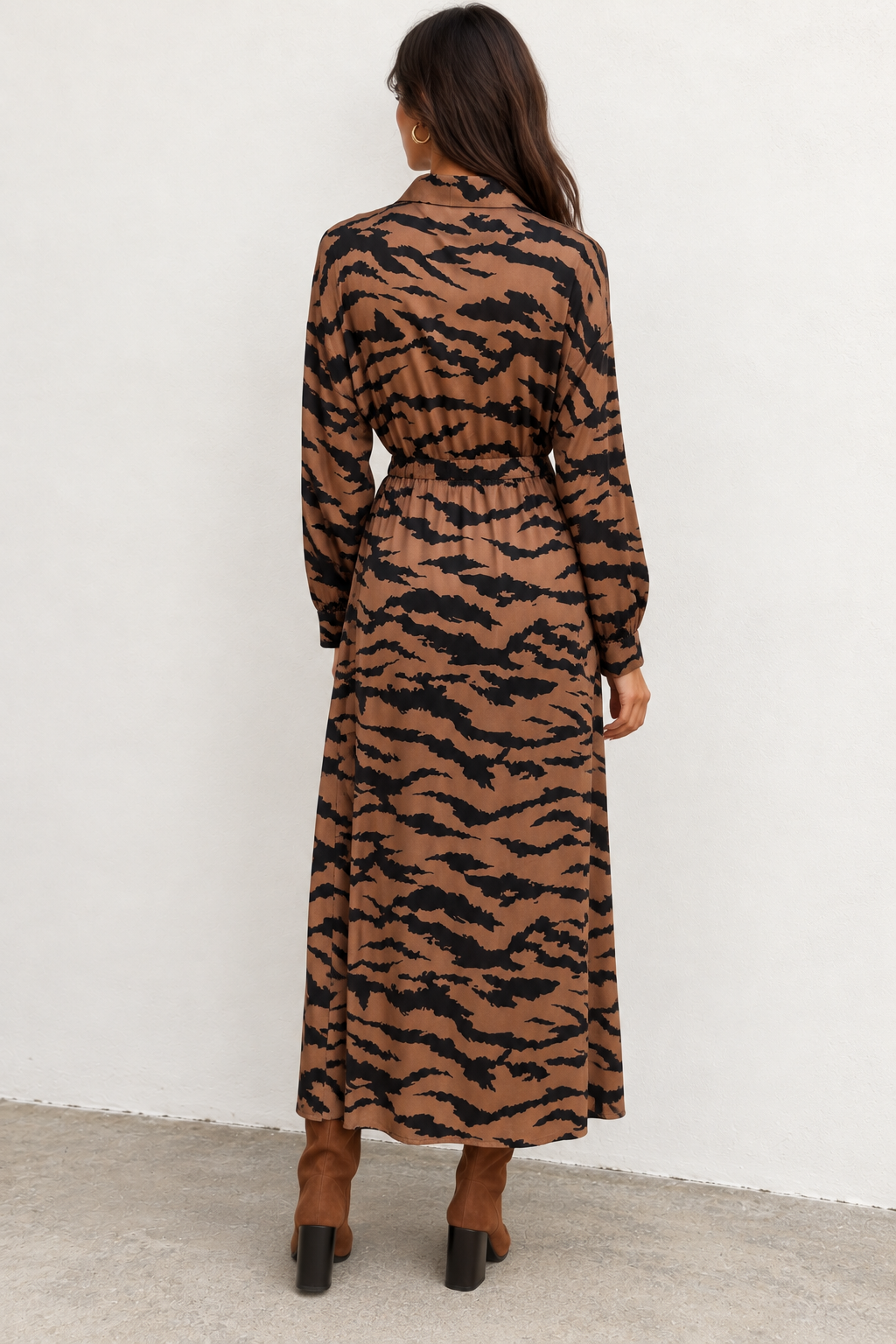 Zariah Zebra Print Dress Coffee