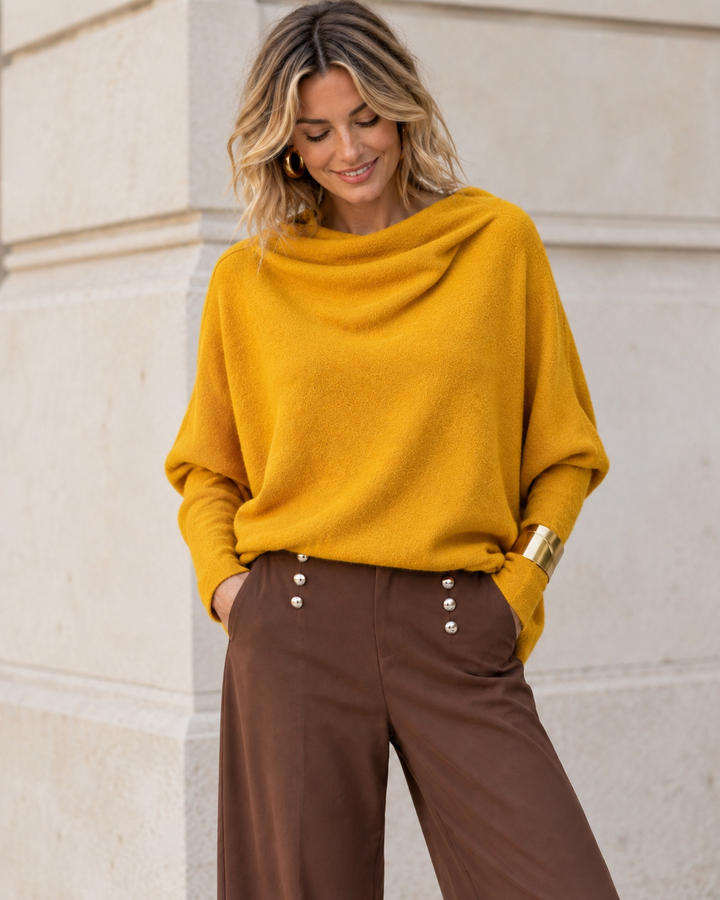Isabella Asymmetric Top Mustard