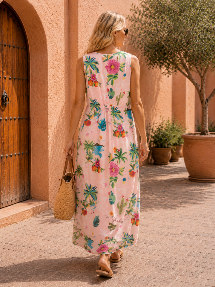 Aurora Tropical Maxi Dress Pink