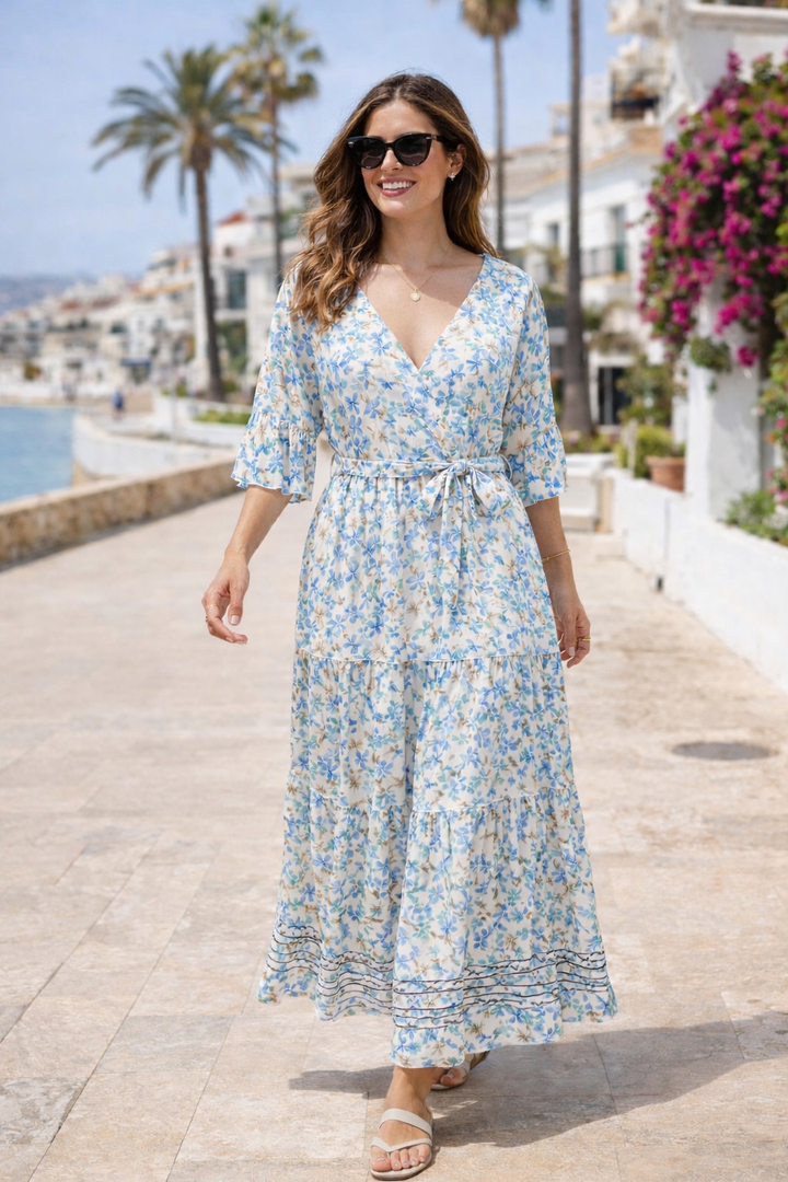 Trinity Tiered Dress Blue