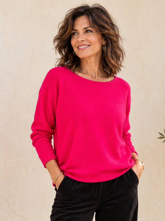 Anabelle Round Neck Jumper Fuchsia